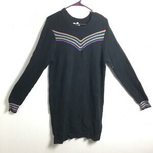 Abound Sweater Dress Rainbow Chevron Black Large